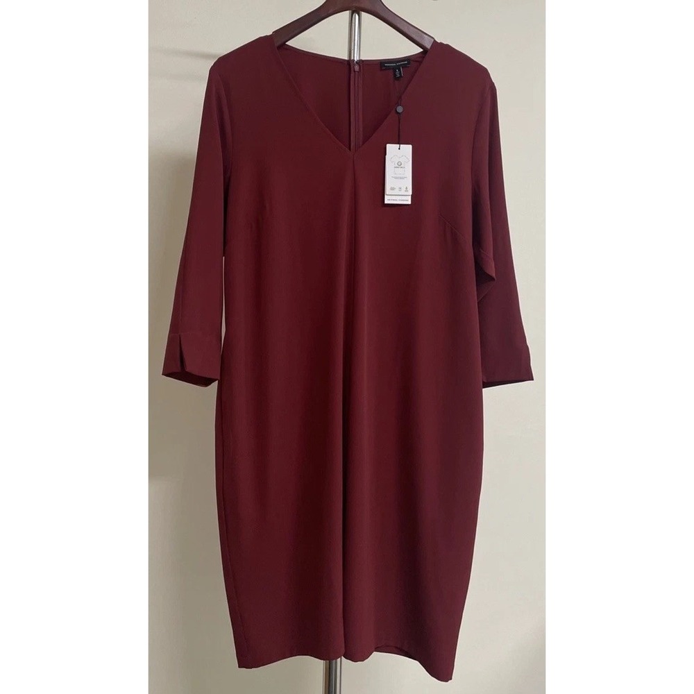 NWT Universal Standard Premier Dress Cabernet Red‎ V-neck Midi Stretch Women's S